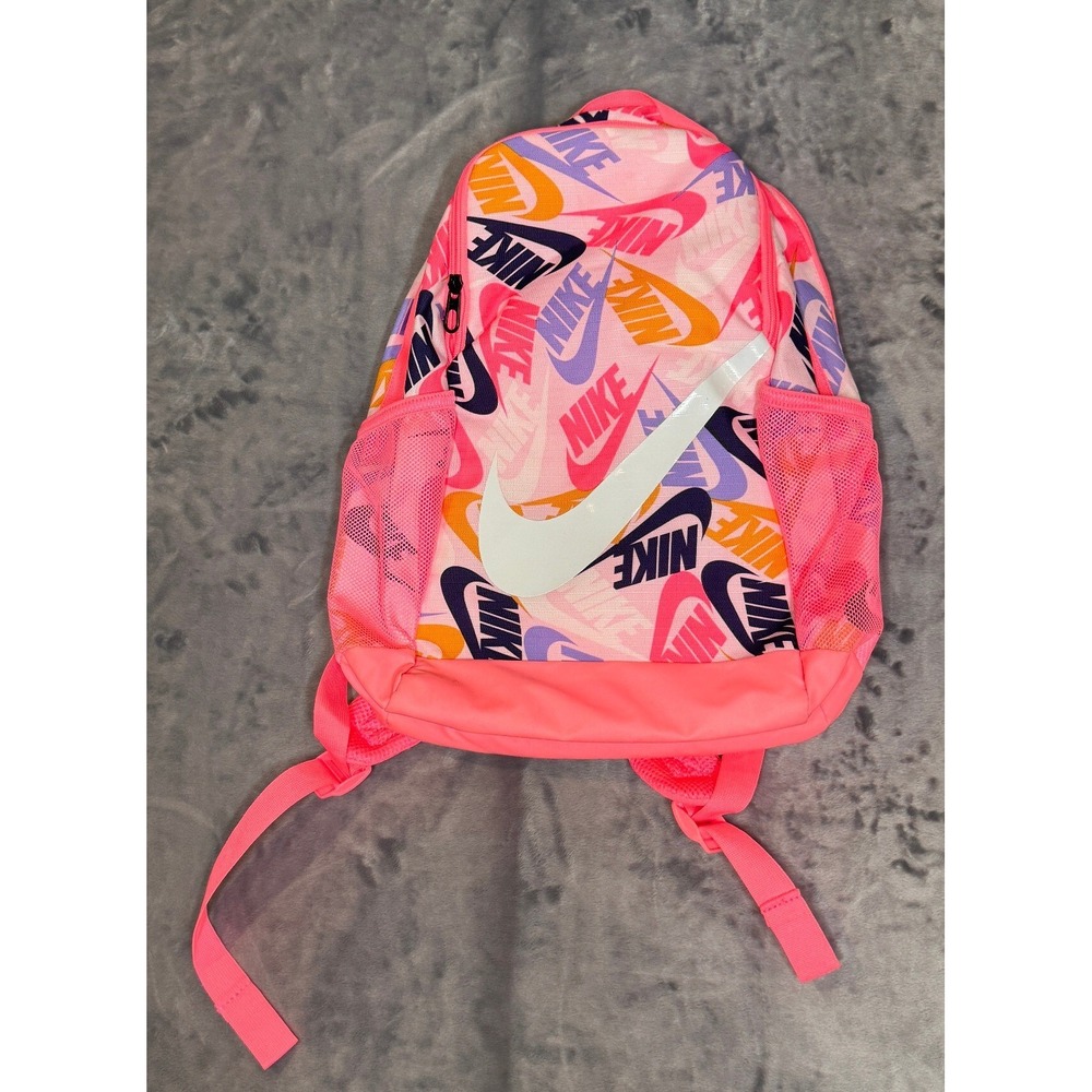Nike Kids Brasilia JDI Backpack Pink Multi Color Logo Print School Bag Small